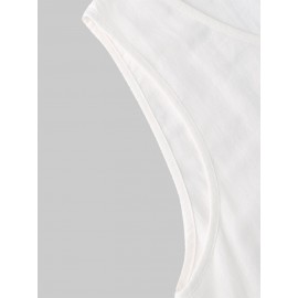 Casual Solid Color Ruffled Hem O-neck Pleated Long Maxi Tiered Dress