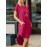 Women Solid Crew Neck Ruffle Trim Casual Short Sleeve Dress