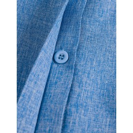 Women Plain Lapel Concealed Placket Casual Shirt Dress