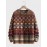 Mens Vintage Ethnic Geometric Pattern Crew Neck Pullover Sweatshirts Winter