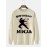 Mens Japanese Ninja Letter Print Crew Neck Pullover Sweatshirts Winter