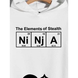 Mens Cartoon Japanese Ninja Letter Print Long Sleeve Hoodies Winter