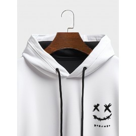 Mens Smile Ethnic Geometric Print Patchwork Long Sleeve Hoodies Winter